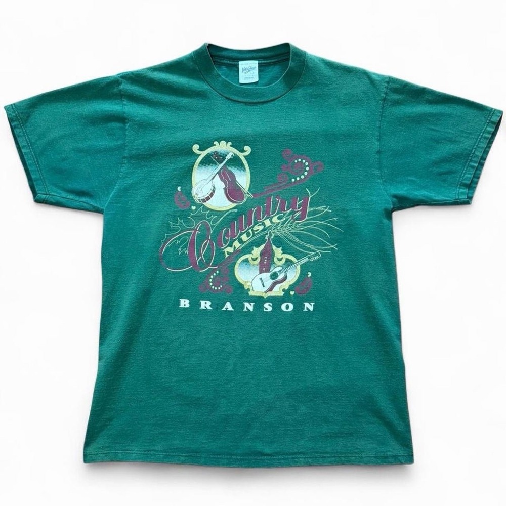 Vintage 90s Branson Missouri Country Music Instruments Graphic T-shirt Large USA